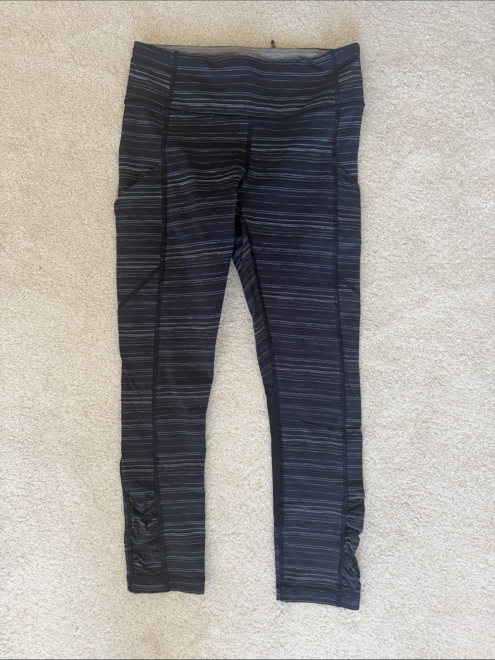 Lululemon Navy Blue and Grey Striped Leggings